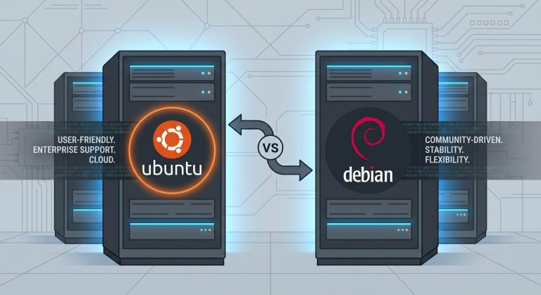 Ubuntu vs Debian Server: Which Linux Distribution to Choose in 2026? 2 ubuntu vs debian server comparison illustration with logos