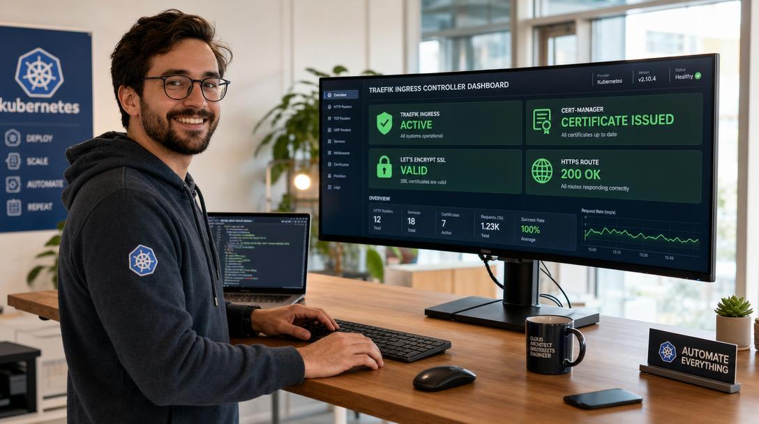 How to Configure Traefik Ingress on K3s with Let's Encrypt and cert-manager 1 Kubernetes engineer configuring Traefik Ingress on K3s with cert-manager and Let's Encrypt SSL