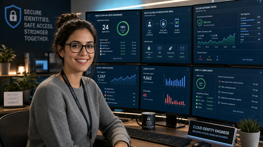 How to Deploy Authentik with Caddy for Single Sign-On (SSO) and Multi-Factor Authentication Across Docker Services 1 IT Specialist configuring Authentik SSO and Caddy Reverse Proxy in a modern DevOps Operations Center